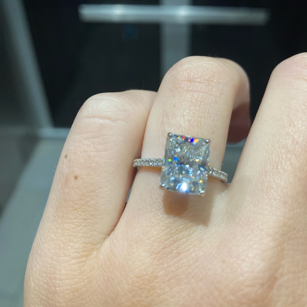 Radiant Cut 10x8 mm Moissanite Ring